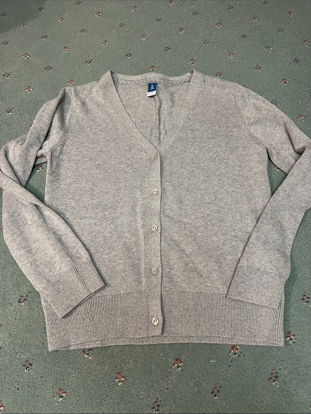 Old Navy Light Gray V-Neck Button Cardigan